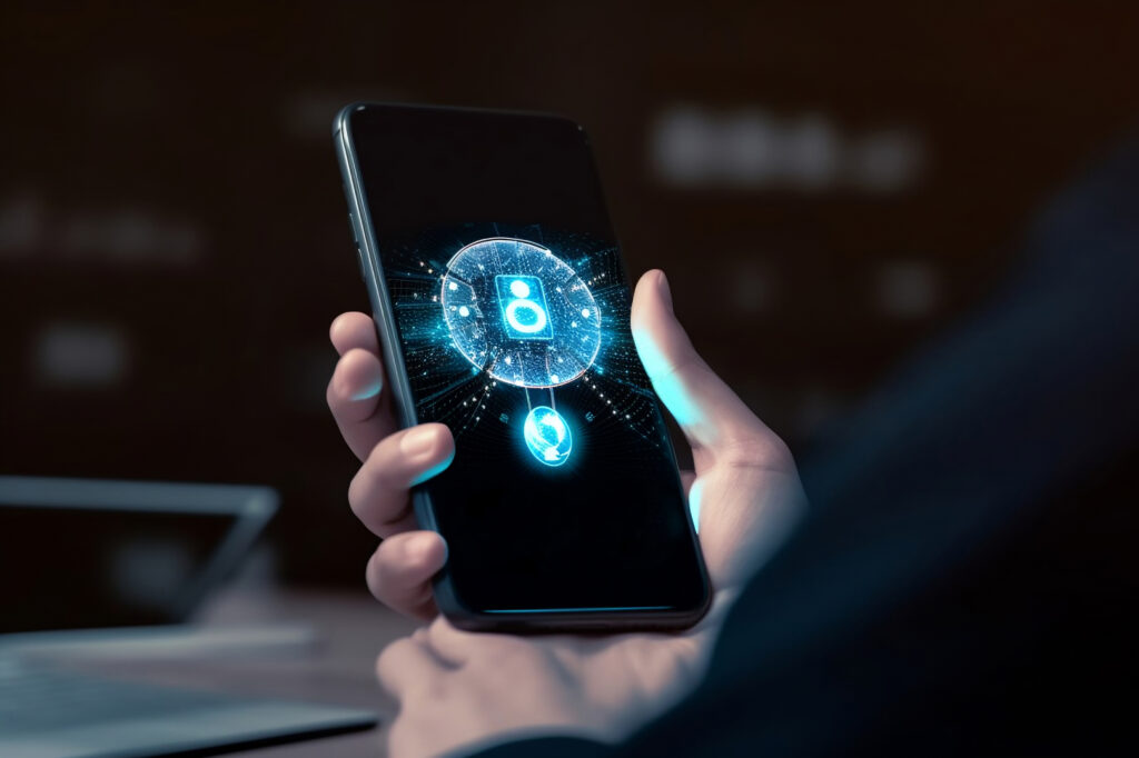 Businessman with Chat Bot on Smartphone for Efficient Communicat